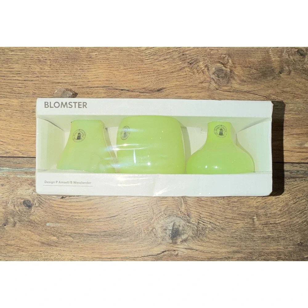 New Ikea Blomster Green Glass Bud Vases Set of 3 Solid Decorative Freestanding